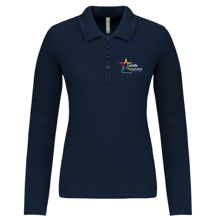 Polo manches longues Femme Marine